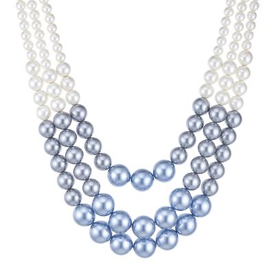 Blue tonal pearl multi row necklace